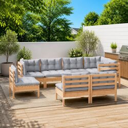 8 Piece Outdoor Lounge Set with Grey Cushions – Perfect for Patios