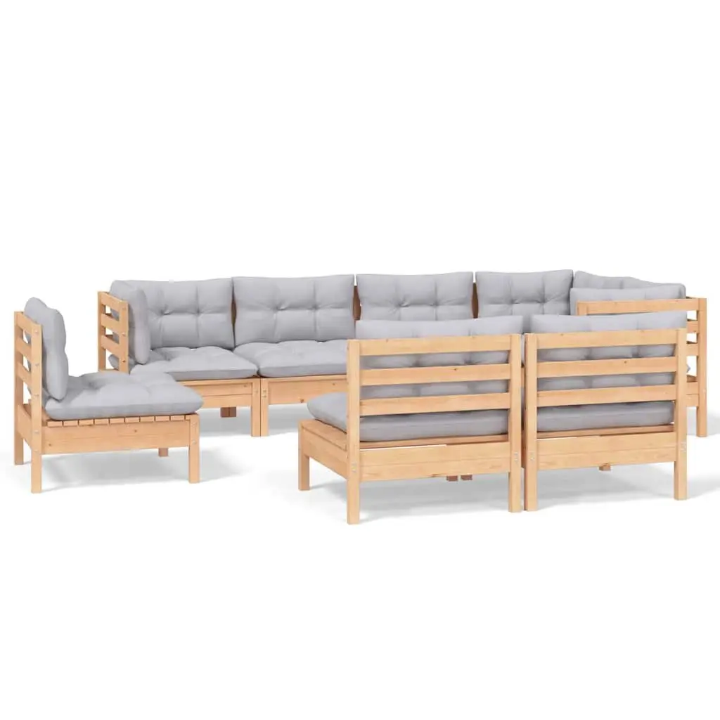 Garden Lounge Set Grey 8 Piece Outdoor Furniture Patio Sectional Cushions