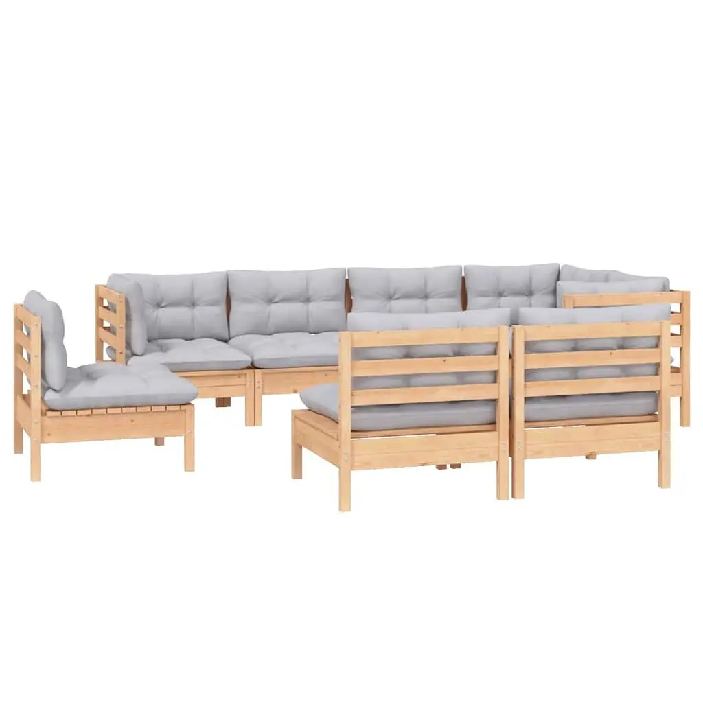 Garden Lounge Set Grey 8 Piece Outdoor Furniture Patio Sectional Cushions