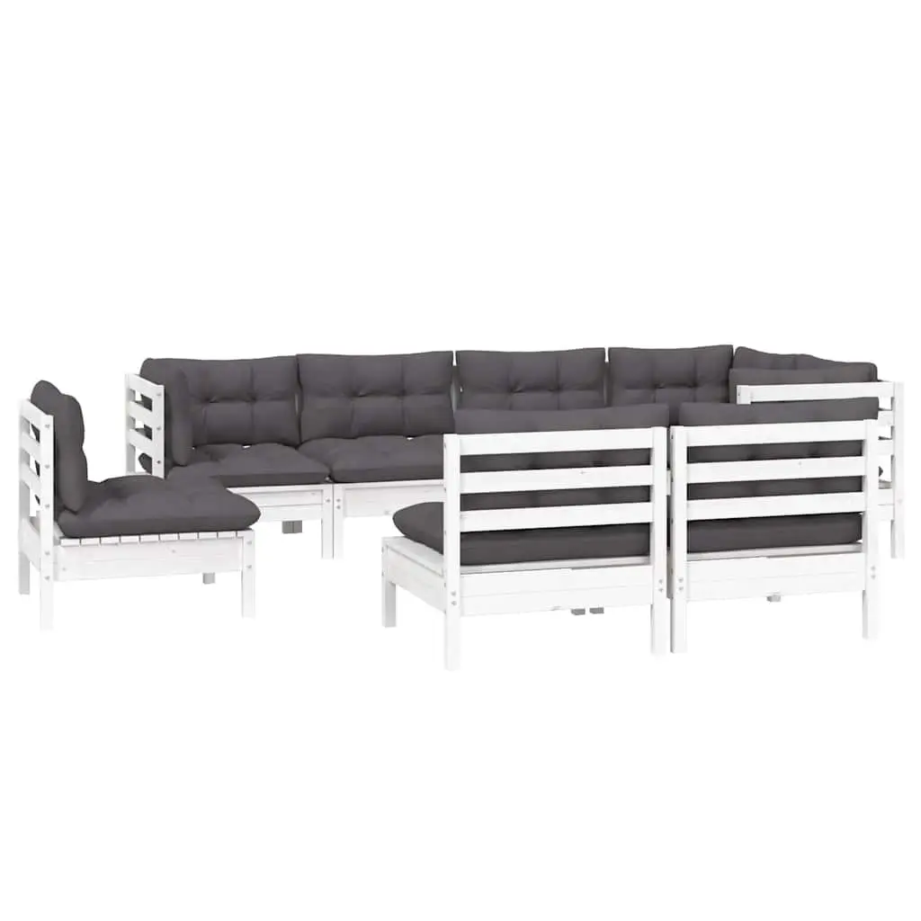 Garden Lounge Set 8 Piece Outdoor Patio Furniture with Cushions White Modular