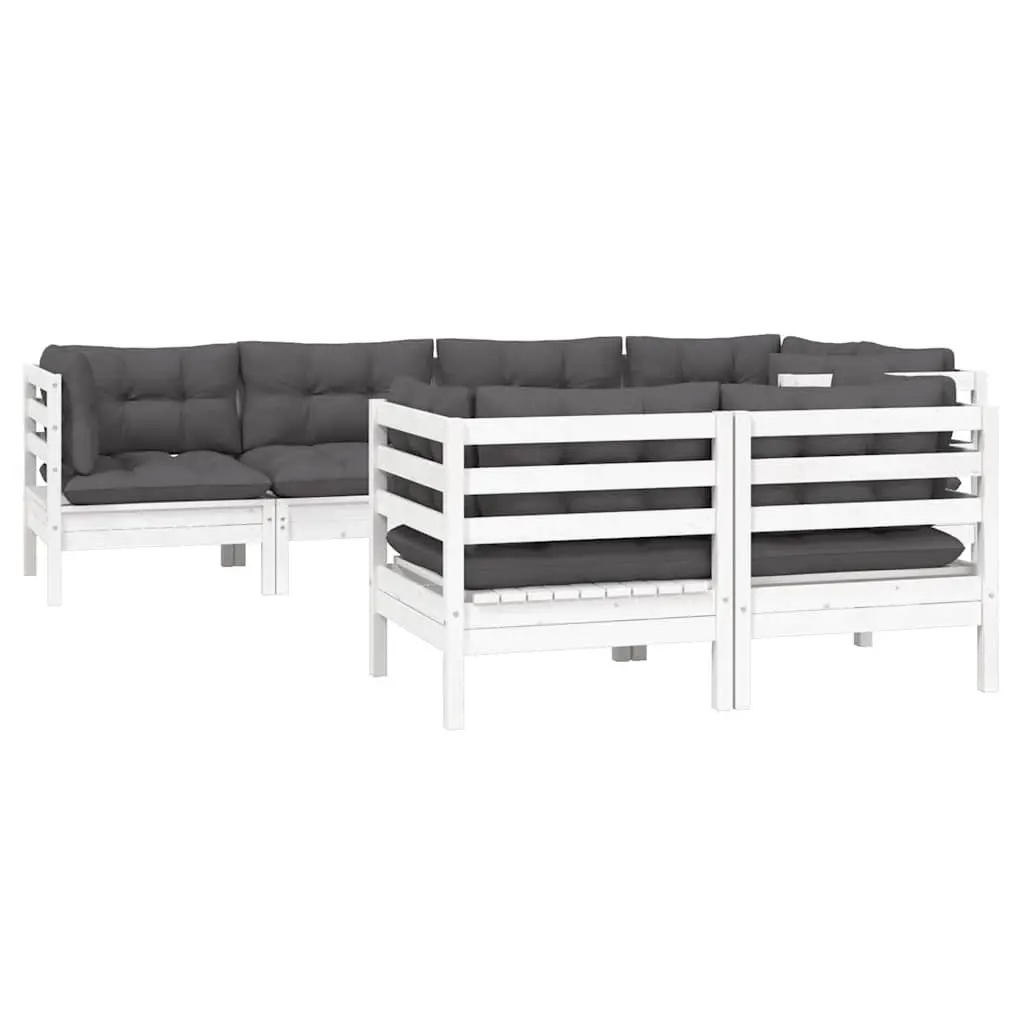 Garden Lounge Set 7 Piece Outdoor Patio Furniture White with Cushions Modular