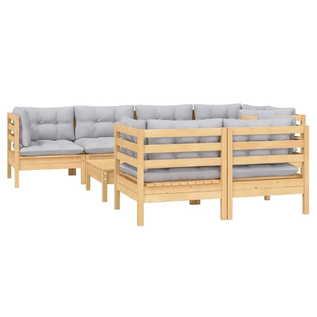 Garden Lounge Set 8 Piece Outdoor Patio Furniture Grey Cushions Modular