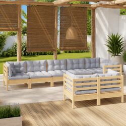 Garden Lounge Set 8 Piece Outdoor Patio Furniture Grey Cushions Modular