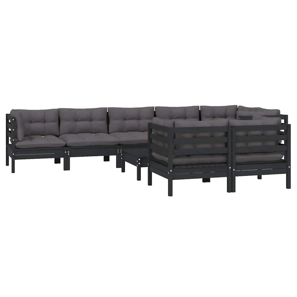 Garden Lounge Set 9 Piece Outdoor Patio Furniture Black Modular Seating with