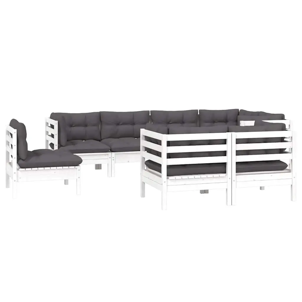Garden Lounge Set 8 Piece Outdoor Patio Furniture White Cushions Modular