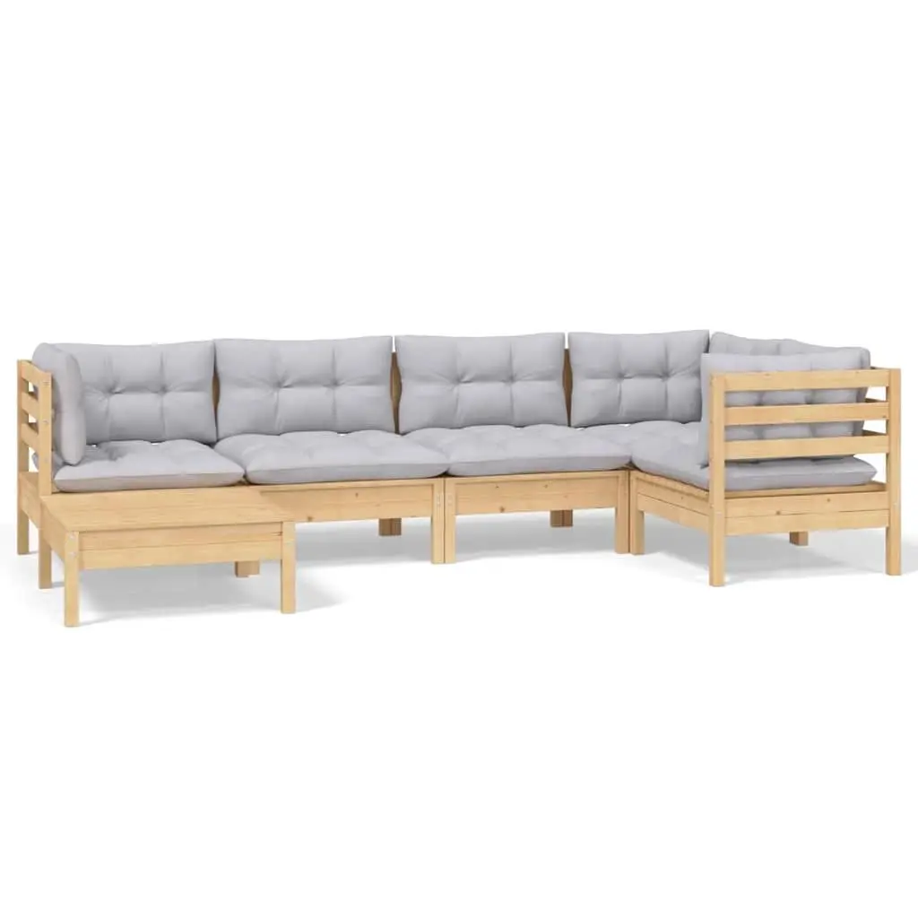 Garden Lounge Set Grey 6 Piece Outdoor Patio Furniture Modular Seating