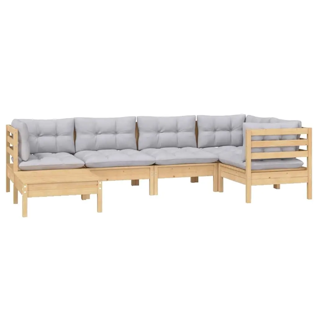 Garden Lounge Set Grey 6 Piece Outdoor Patio Furniture Modular Seating
