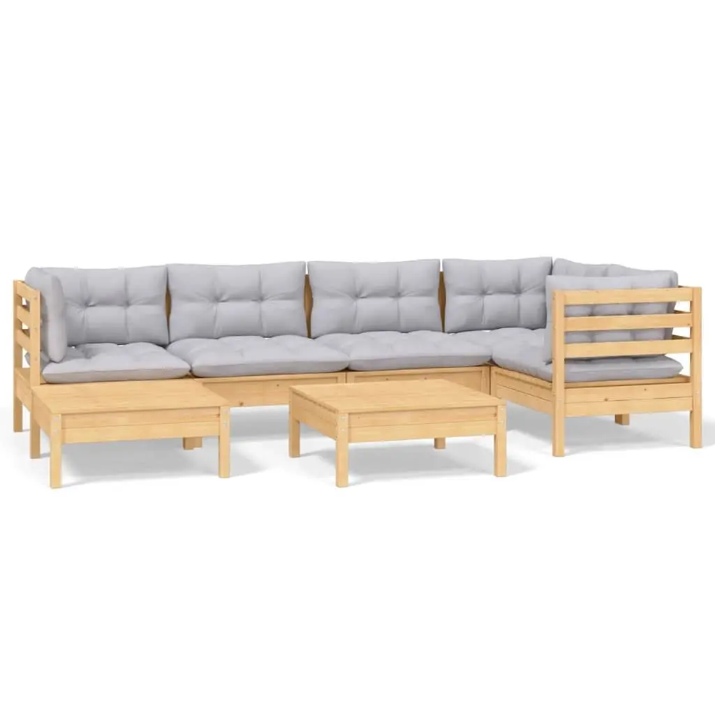 Garden Lounge Set 7 Piece Outdoor Furniture Patio Modular Sofa Grey Cushions