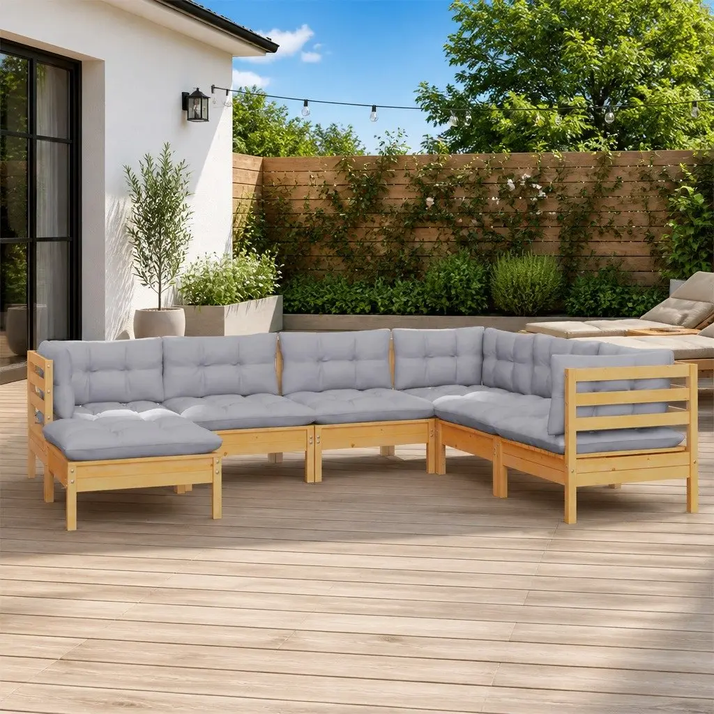 Garden Lounge Set 7 Piece Outdoor Furniture Patio Sofa with Cushions Brown
