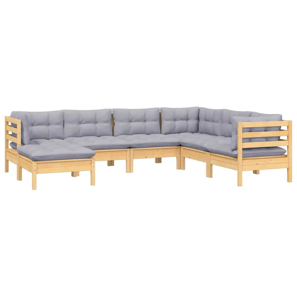 Garden Lounge Set 7 Piece Outdoor Furniture Patio Sofa with Cushions Brown