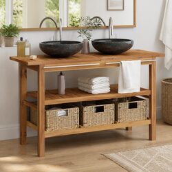 Bathroom Vanity Cabinet with Two Sinks