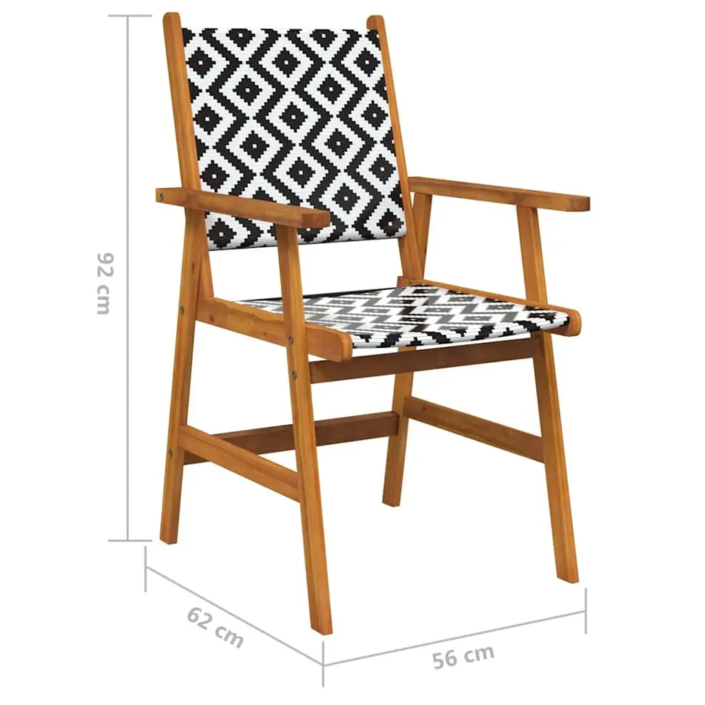 Garden Chairs Brown 6 Piece Solid Acacia Wood Outdoor Seating with Poly Rattan Backrest