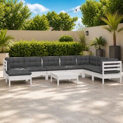 Compact and Stylish 9 Piece Pinewood Lounge Set
