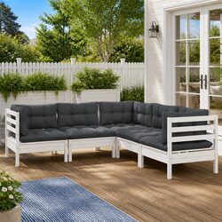 Compact and Elegant 5 Piece White Lounge Set