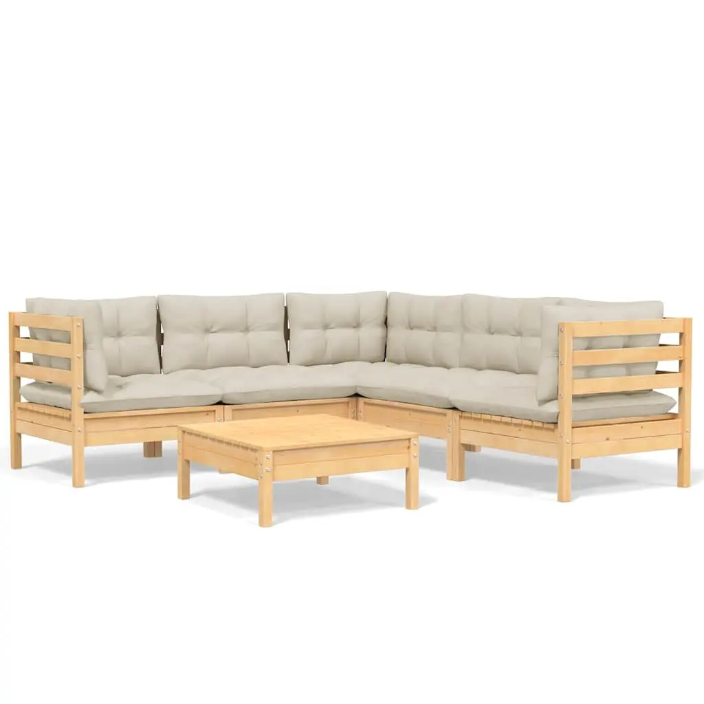 Garden Lounge Set 6 Piece Outdoor Patio Furniture Modular Sofa with Cushions