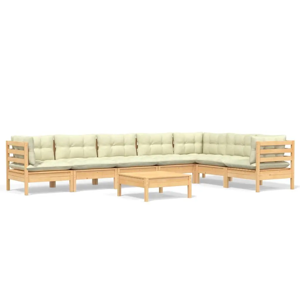 Garden Lounge Set 8 Piece Outdoor Patio Furniture Modular Cream Cushions