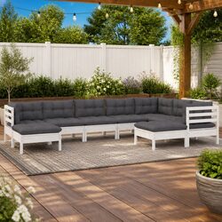 Compact 9 Piece White Garden Lounge Set for Relaxation