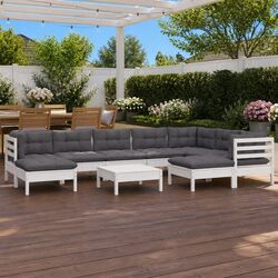 10-Piece White Outdoor Lounge Set with Cushions