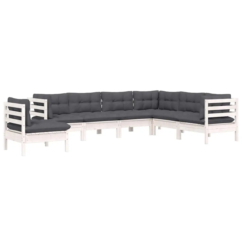 Garden Lounge Set White 7 Piece Modular Patio Furniture with Cushions