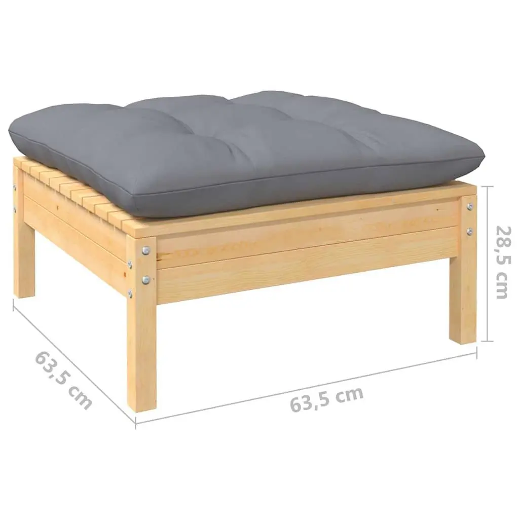 Garden Lounge Set 9 Piece Outdoor Furniture Grey Cushions Pinewood Patio