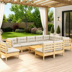 Concise 11 Piece Garden Lounge Set with Pinewood and Cushions