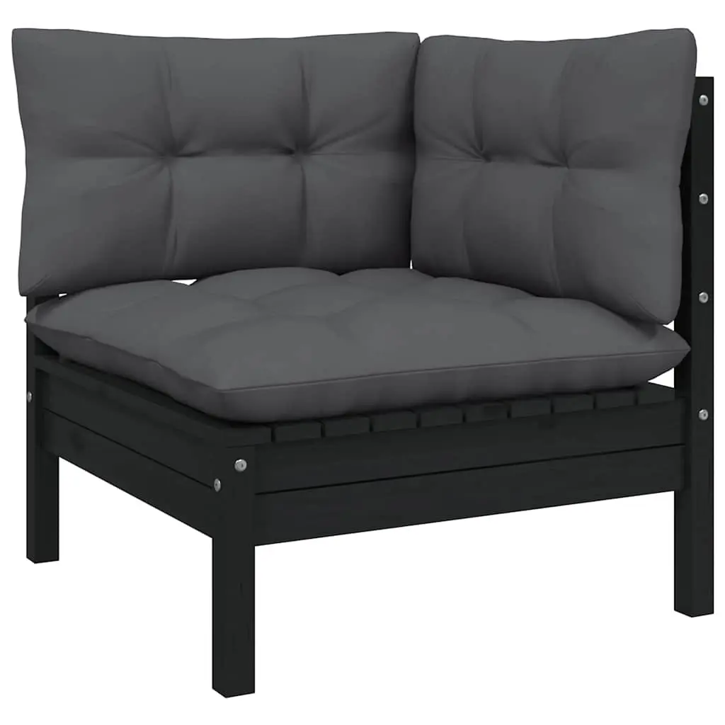 Garden Lounge Set 9 Piece Outdoor Patio Furniture with Cushions Black Modular