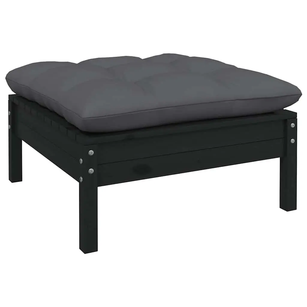 Garden Lounge Set 10 Piece Outdoor Patio Furniture Black with Cushions Modular