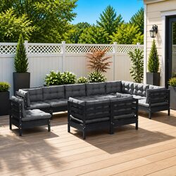 Sturdy 10-Piece Garden Lounge Set with Cushions
