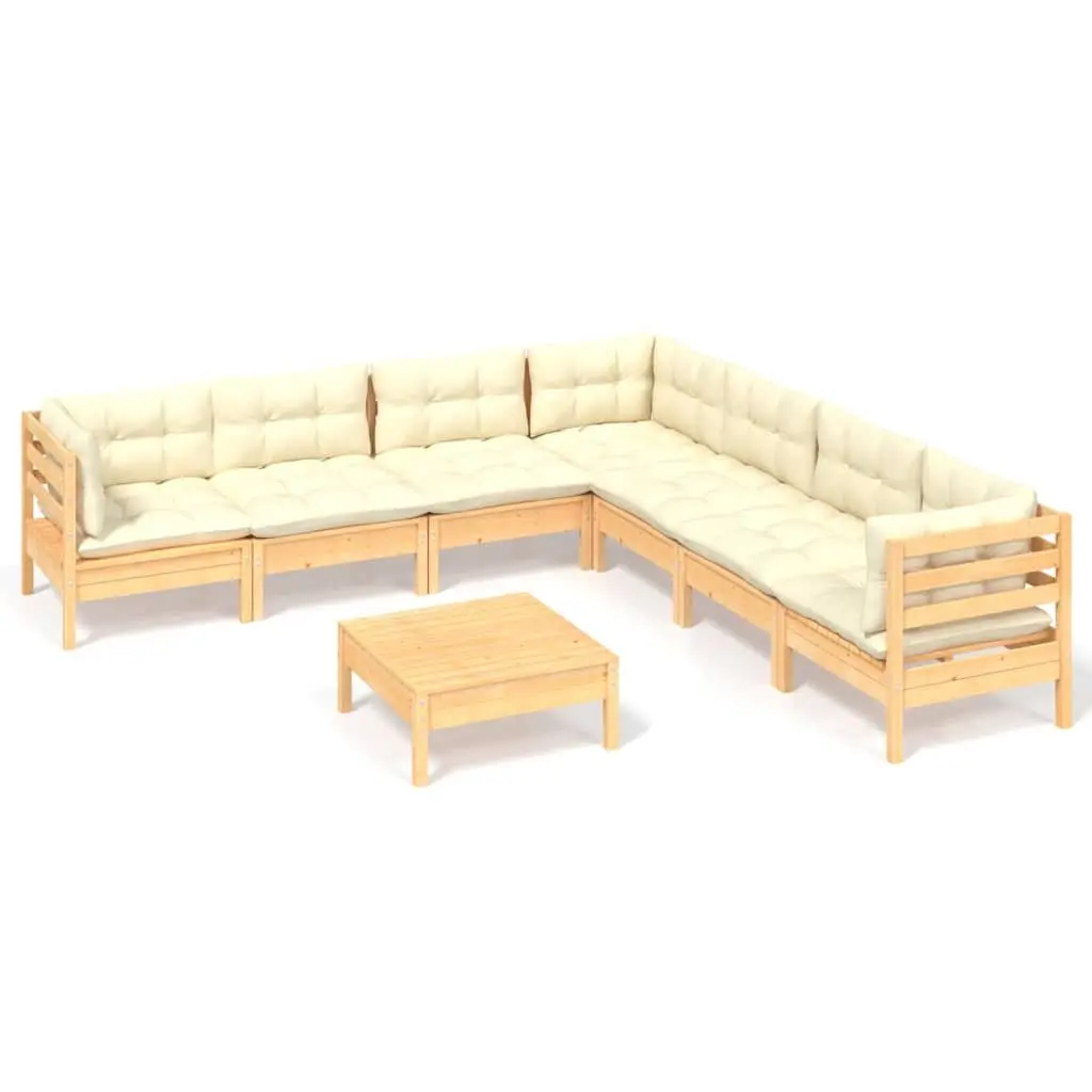 Garden Lounge Set 8 Piece Outdoor Furniture Patio Seating Cream Cushions Modular