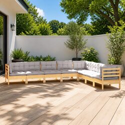 Compact and Reliable 8 Piece Lounge Set in Solid Pinewood