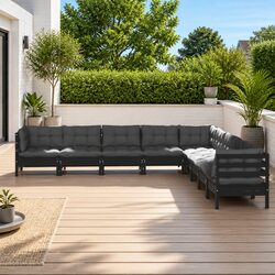 Concise 9 Piece Outdoor Lounge Set with Cushions