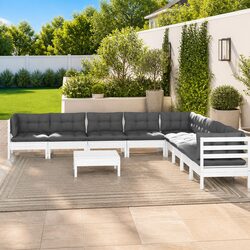 10 Piece White Garden Lounge Set - Comfort Meets Durability