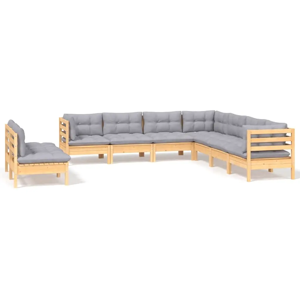 Garden Lounge Set Grey 9 Piece Modular Outdoor Patio Furniture