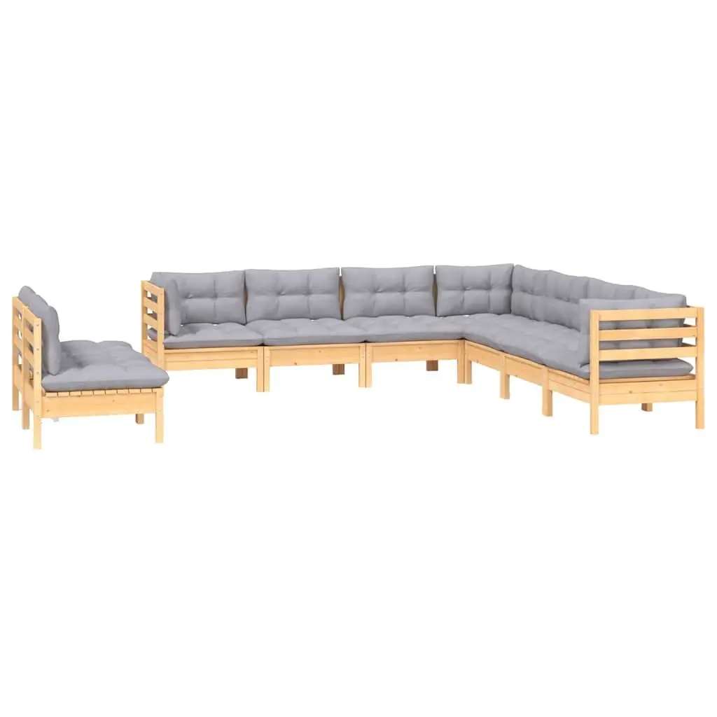 Garden Lounge Set Grey 9 Piece Modular Outdoor Patio Furniture