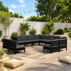 Stylish Black 11-Piece Garden Lounge Set for Outdoor Fun