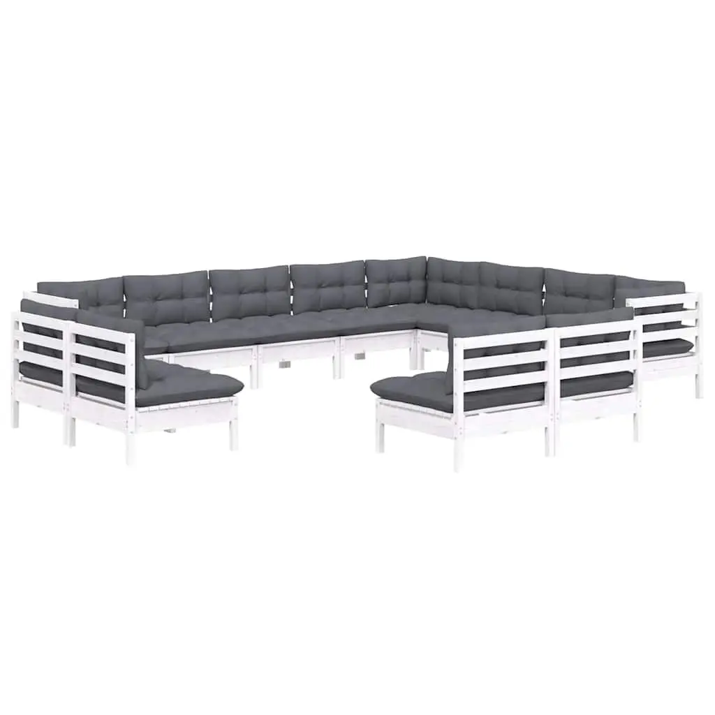 Garden Lounge Set White 12 Piece Modular Sectional Outdoor Patio Furniture