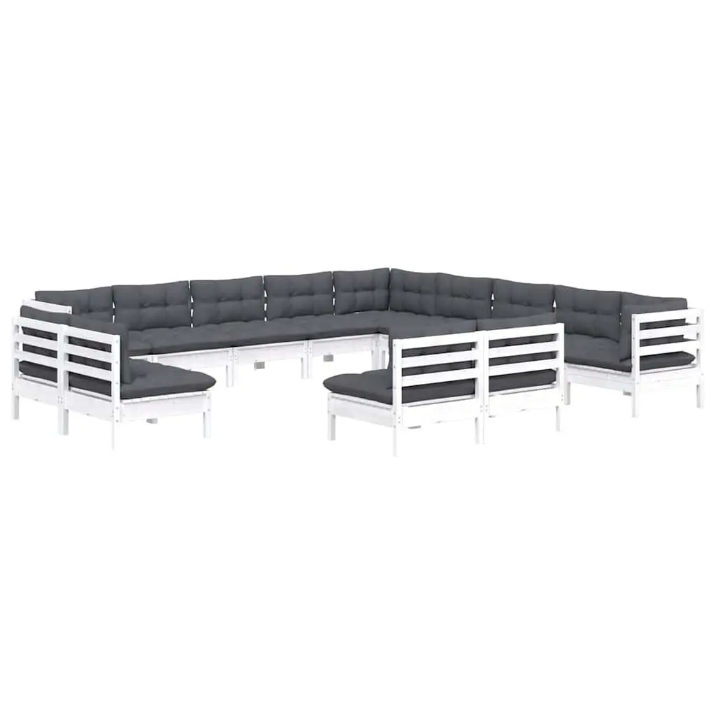 Garden Lounge Set 13 Piece Outdoor Furniture White Patio Sofa with Cushions