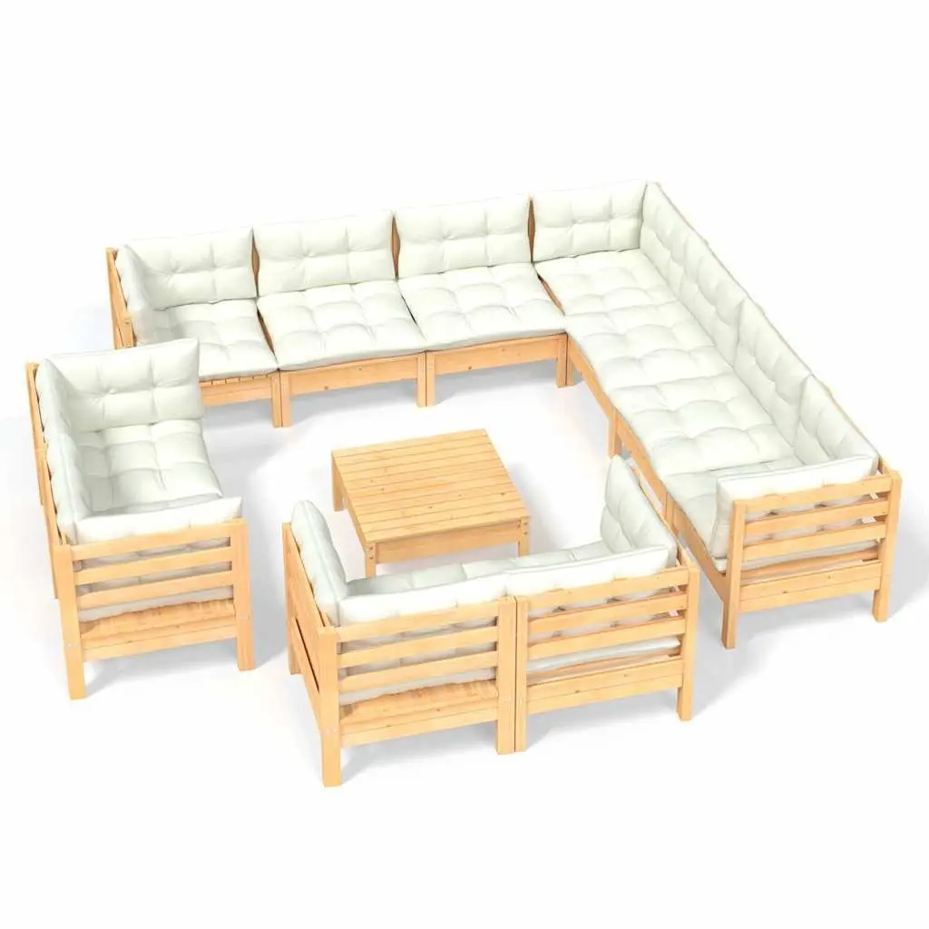 Garden Lounge Set 12 Piece Outdoor Furniture Patio Sectional Cream Cushions