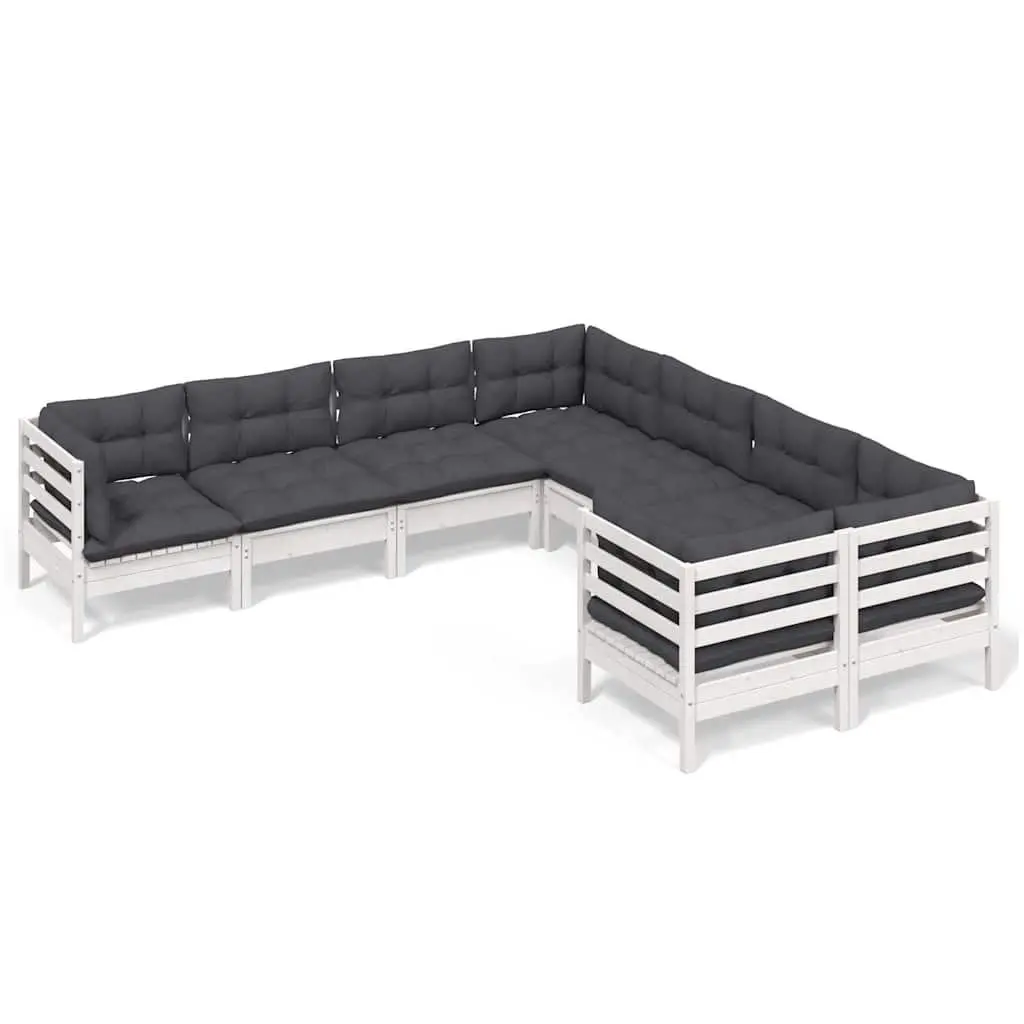 Garden Lounge Set 8 Piece Outdoor Furniture White Cushions Modular Patio