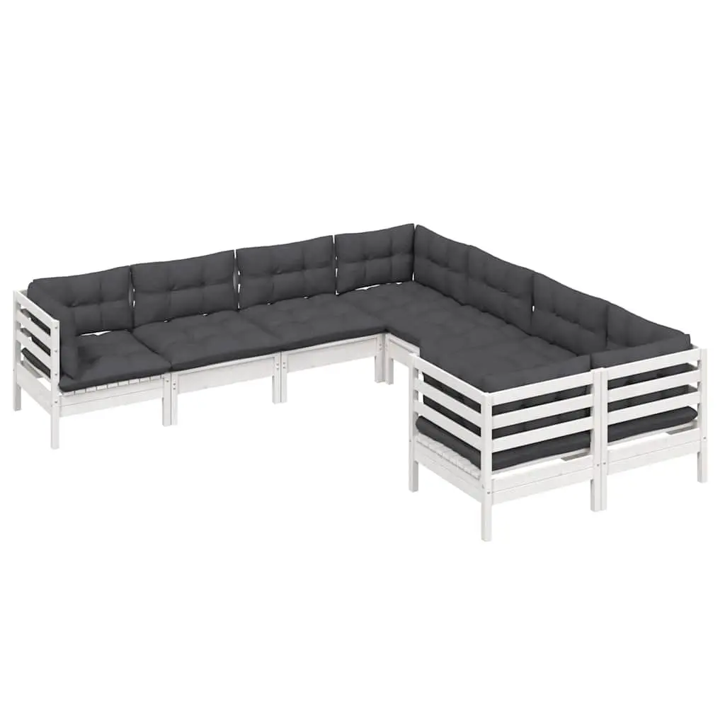 Garden Lounge Set 8 Piece Outdoor Furniture White Cushions Modular Patio