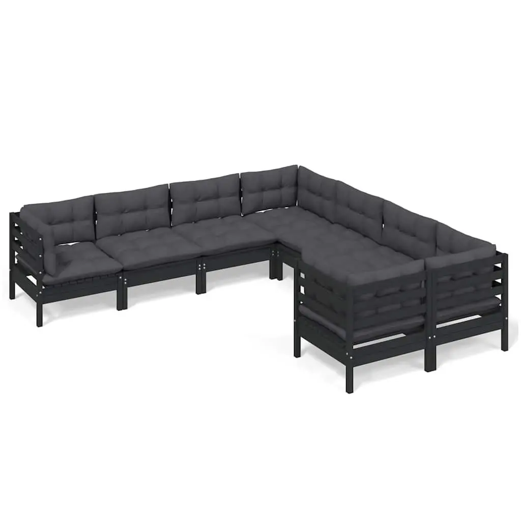 Garden Lounge Set 8 Piece Outdoor Patio Furniture Black with Cushions Modular