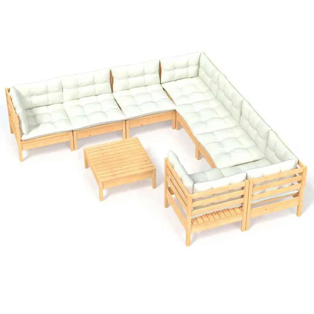 Garden Lounge Set 9 Piece Outdoor Patio Furniture with Cushions Pinewood