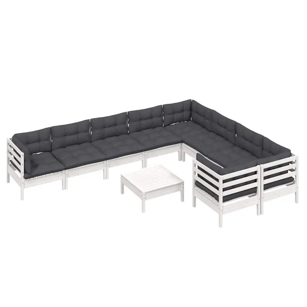 Garden Lounge Set 10 Piece Outdoor Furniture White Modular Patio Sofa Cushions