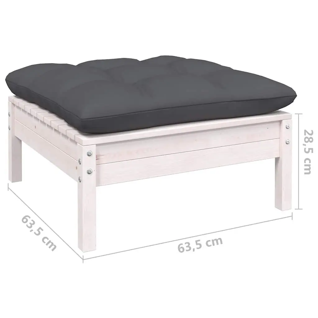 Garden Lounge Set White 12 Piece Solid Pinewood Outdoor Furniture with Cushions