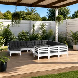 Wooden Lounge Set: 12 Pieces of Outdoor Comfort