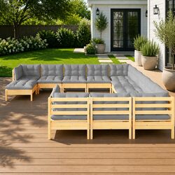 Concise 12 Piece Modular Garden Lounge Set with Cushions