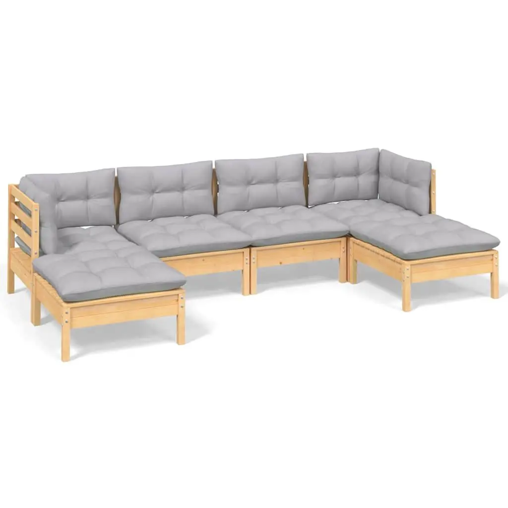 Garden Lounge Set 6 Piece Outdoor Patio Furniture Grey Cushions Modular