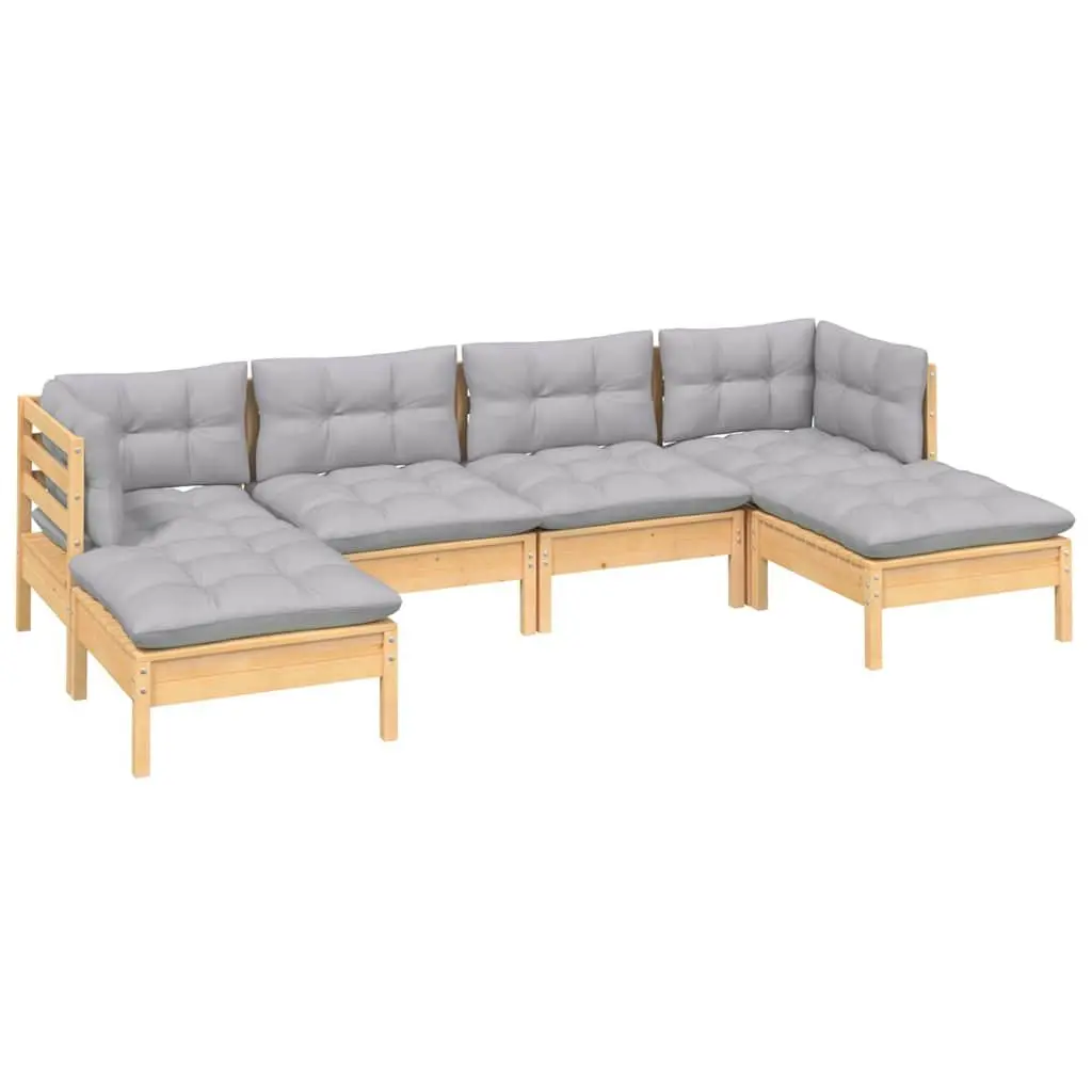 Garden Lounge Set 6 Piece Outdoor Patio Furniture Grey Cushions Modular