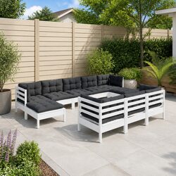 Stylish 10 Piece White Lounge Set for Outdoor Comfort
