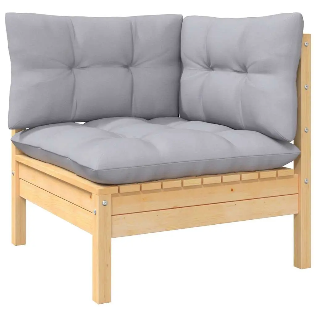 Garden Lounge Set 9 Piece Outdoor Patio Furniture Grey Cushions Modular Seating